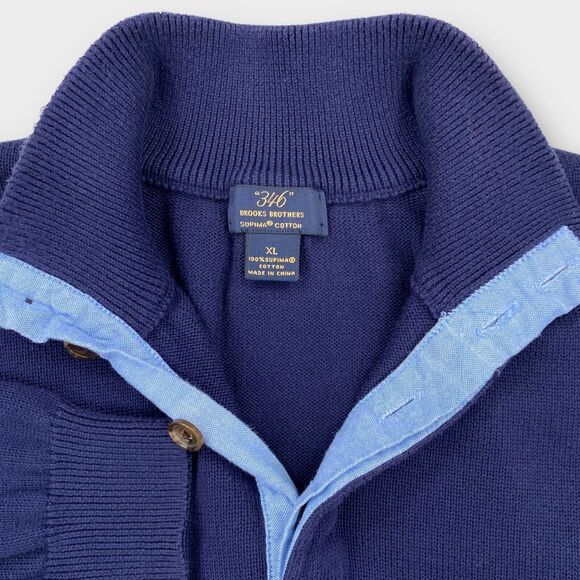 Brooks Brothers Sweater Mens Extra Large 346 Striped Blue Supima Cotton Pullover - Picture 6 of 12